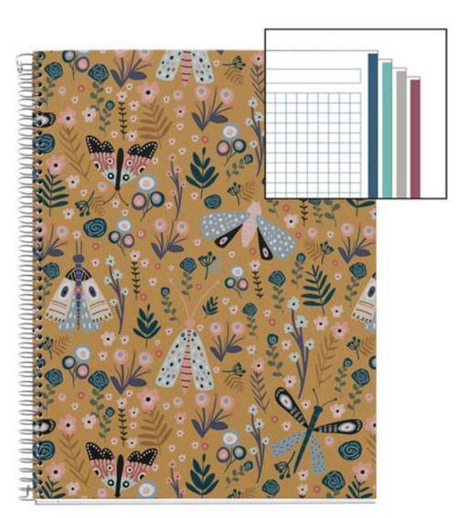 Тетрадка Miquelrius Recycled Mustard Naturally А4 със спирала, 120 листа на малки квадратчета