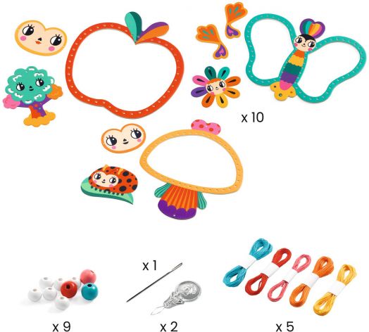 Творчески комплект Djeco - Направи висящи декорации с плетеници