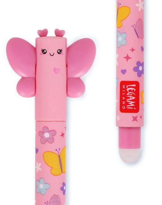 Изтриваема гел химикалка Legami Butterfly с капачка и гумичка