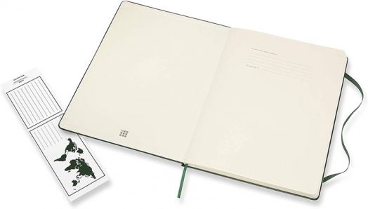 Голям зелен тефтер Moleskine Classic Myrtle Green с твърди корици и нелинирани страници