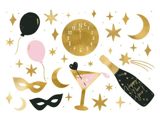 Временни татуировки PartyDeco - Нова Година, 10 бр.