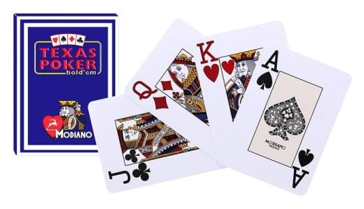 Покер карти Texas Poker 100% Plastic, син гръб
