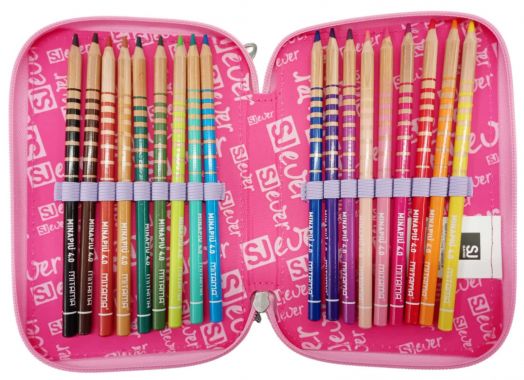 Ученически несесер Seven SJ Ever Multiheart с три отделения, пълен