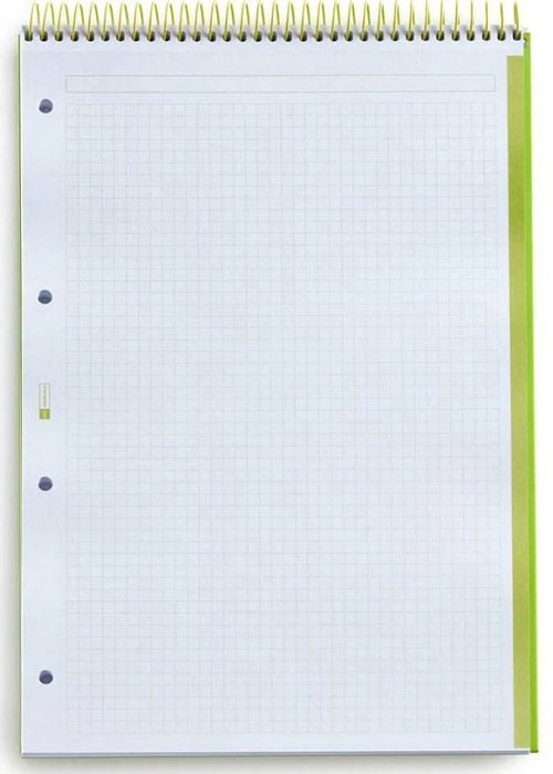 Бележник Miquelrius Reporter Emotions А4 със спирала, 80 листа на малки квадратчета, лайм