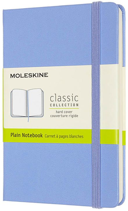Джобен светлосин тефтер Moleskine Classic Hydrangea Blue с твърди корици и нелинирани страници