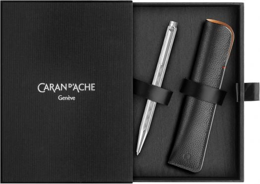 Комплект Caran d'Ache - химикалка Ecridor Tresse и калъф