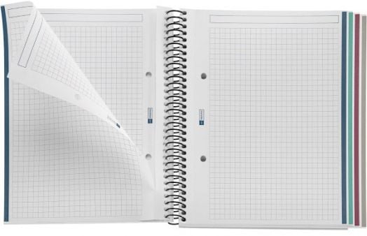 Тетрадка Miquelrius Recycled Ecolines А5 със спирала, 120 листа на малки квадратчета