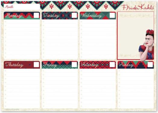 Седмичен планер - пад Frida Kahlo А4, 52 листа