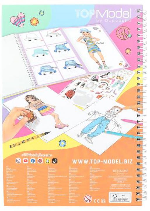 Книжка за оцветяване Top Model с моливи и химикалки