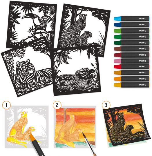 Комплект за рисуване Djeco: Акварел Blacklight
