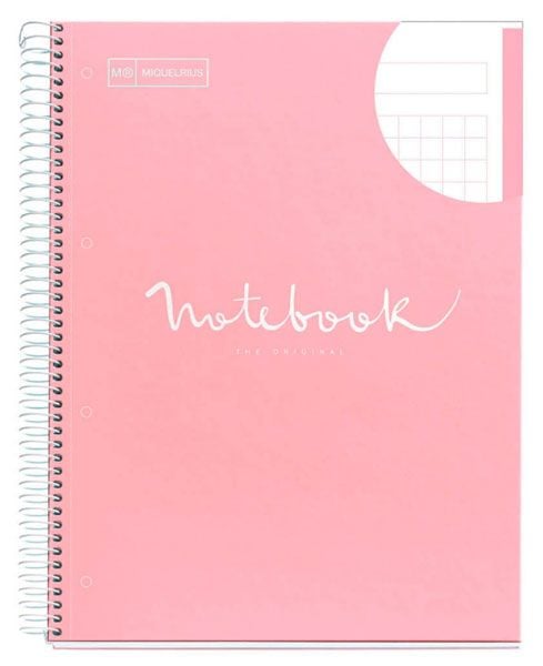 Тетрадка Miquelrius Emotions А4 със спирала, 80 листа на малки квадратчета, розова
