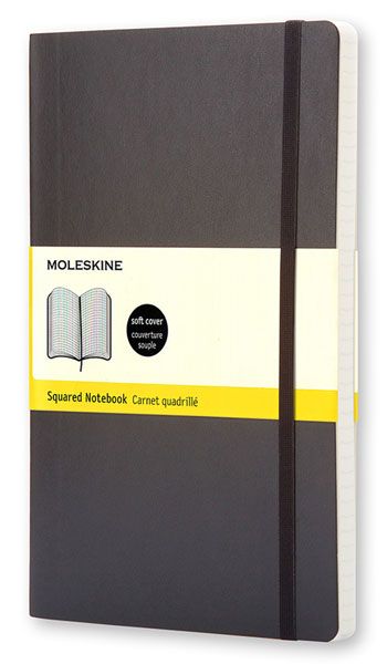 Класически черен тефтер Moleskine Classic Black с меки корици и листа на малки квадратчета
