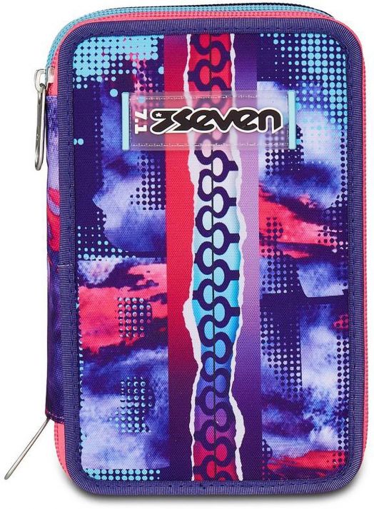 Ученически несесер Seven SJ Shady Dye с три отделения, пълен