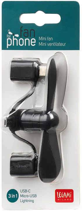 Мини вентилатор за телефон Legami, черно