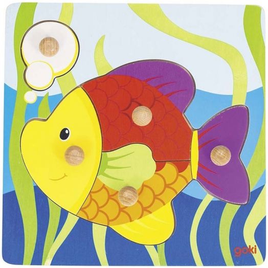 Дървен пъзел с дръжки Goki, 5 части