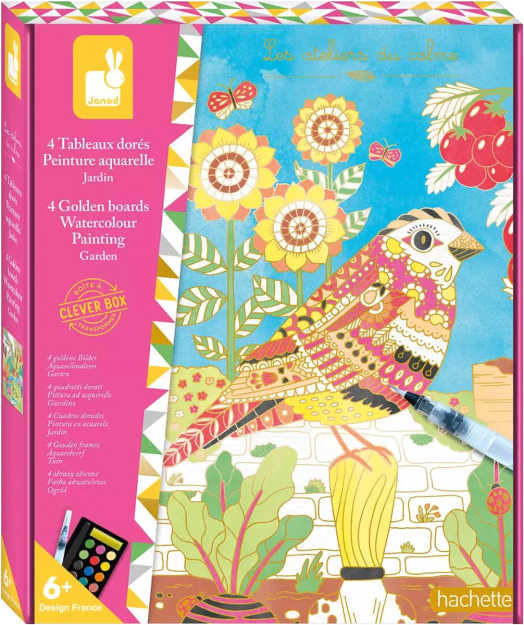 Творчески комплект Janod - Златни картини с акварел, Градина