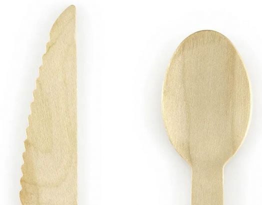 Дървени прибори PartyDeco, Син цвят, 18 бр.