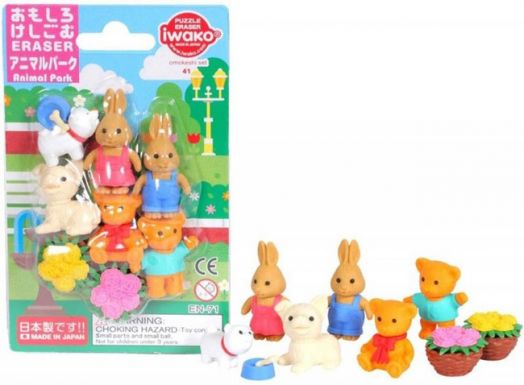 Комплект гумички Iwako - Животински парк, 9 бр.