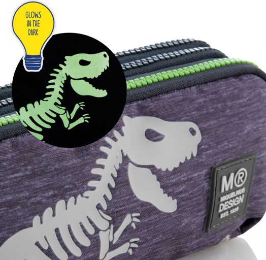 Несесер Miquelrius T-Rex с три отделения, светещ в тъмното