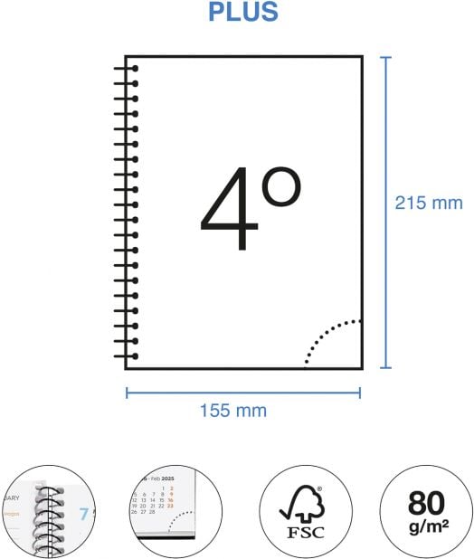 Тефтер - органайзер Miquelrius Blossom от септември 2025 до юни 2026 г., ден на страница