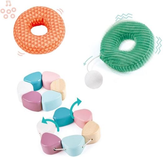 Бебешка играчка Hape - Конус за нанизване, Зайче