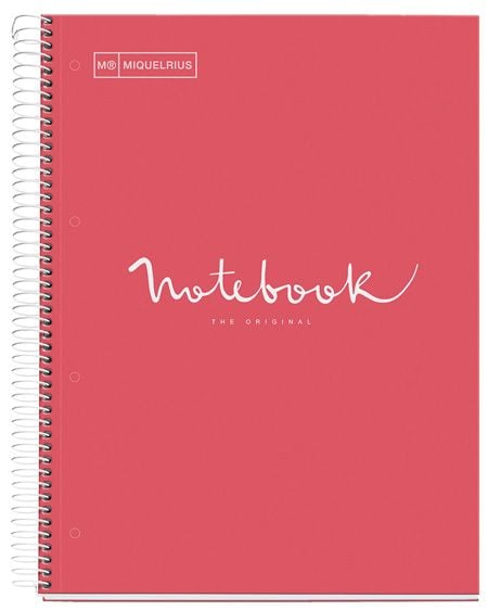 Тетрадка Miquelrius Emotions А4 със спирала, 80 листа на малки квадратчета, корал