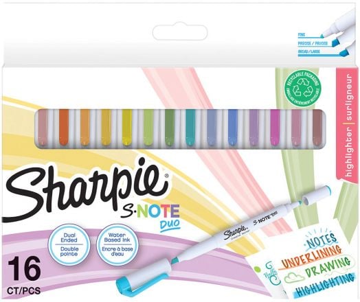 Комплект двувърхи маркери Sharpie S-Note, 16 цвята