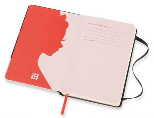 Черен тефтер Moleskine Snow White Red Bow Pocket с широки редове, Limited Edition
