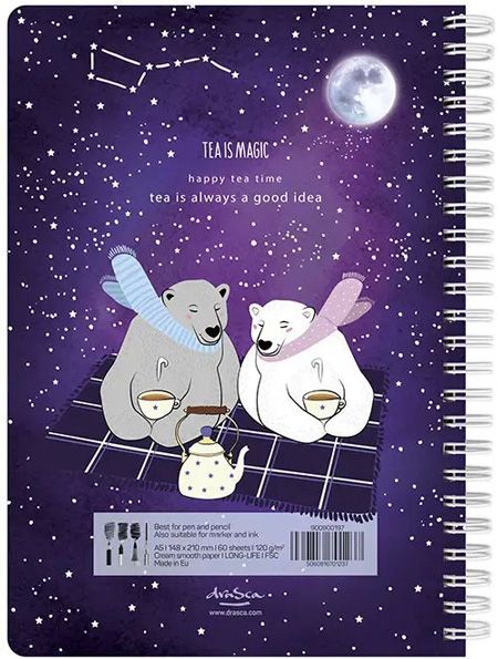 Скицник Drasca Happy Tea Time: Tea Is Magic, A6 60 листа