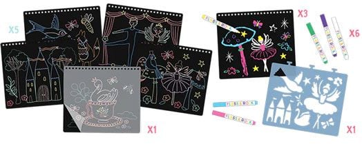 Творчески комплект Floss & Rock, Chalkboard Sketchbook, Enchanted - Балерини