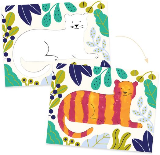 Творчески комплект Djeco - Оцветяване с пръсти великолепни животни