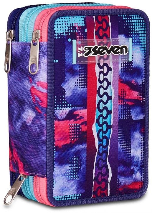 Ученически несесер Seven SJ Shady Dye с три отделения, пълен