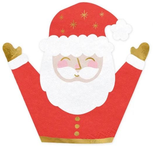 Салфетки PartyDeco - Дядо Коледа, 20 бр.