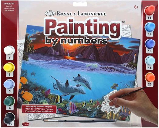 Комплект за лесно рисуване с акрилни бои Royal & Langnickel - Живот в океана