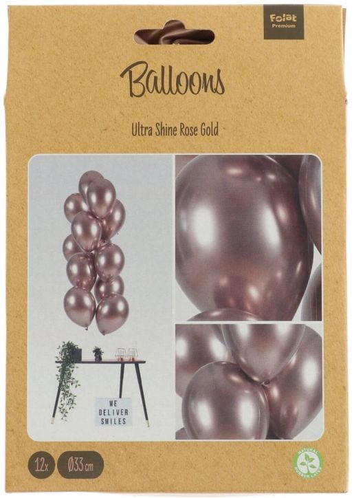 Комплект балони Folat - Ultra Shine Rose Gold, 12 бр.