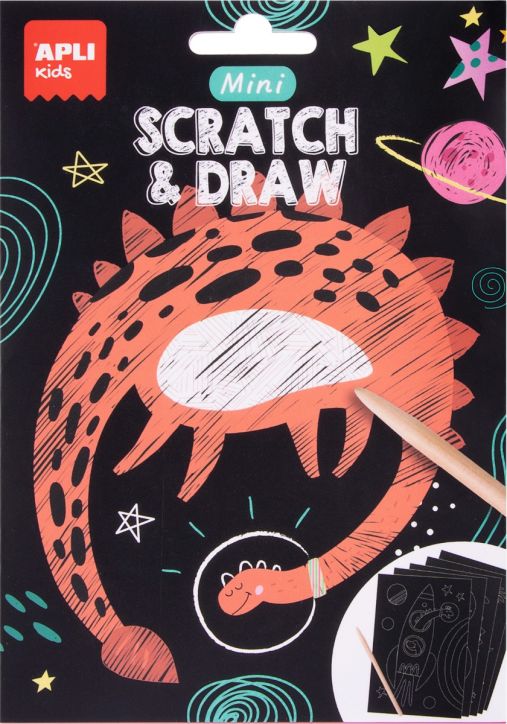 Мини скреч комплект Apli Kids - Динозаври в космоса