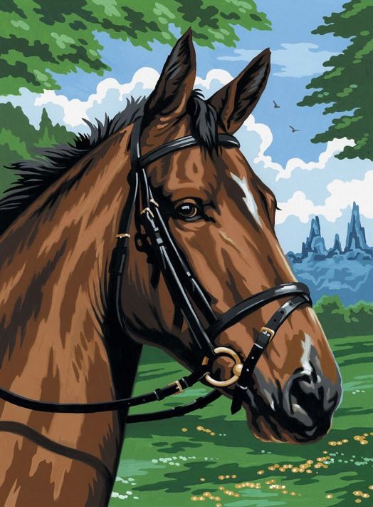 Комплект за лесно рисуване с акрилни бои върху платно Royal & Langnickel - Кон