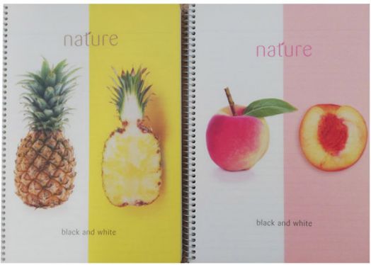 Тетрадка Black & White Nature A4 със спирала и 2 теми, 100 листа - широки редове