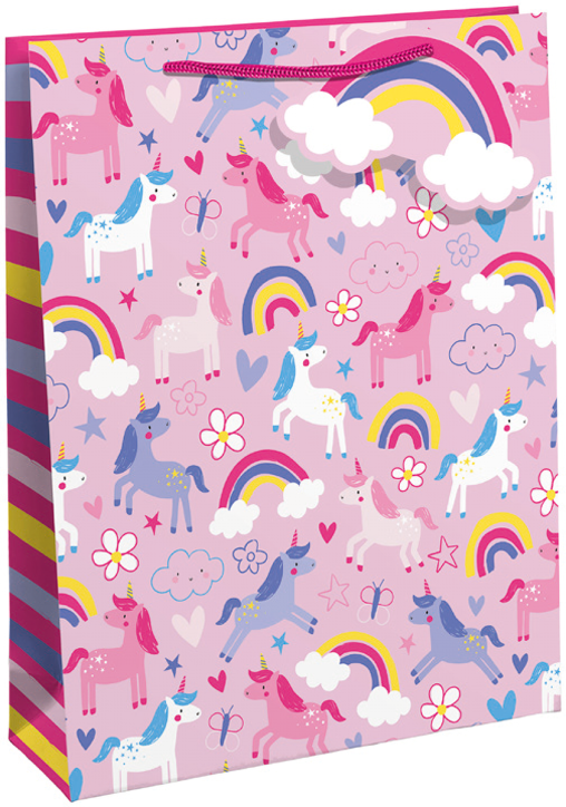 Детска подаръчна торбичка Eurowrap - Unicorns and Rainbows, голяма