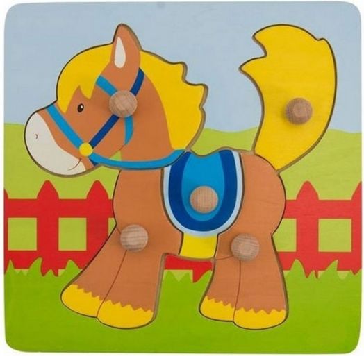 Дървен пъзел с дръжки Goki, 5 части