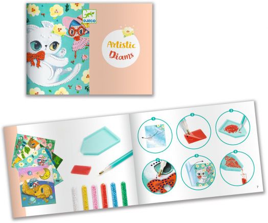 Тврочески комплект Djeco - Направи си сам картини с цветни камъчета