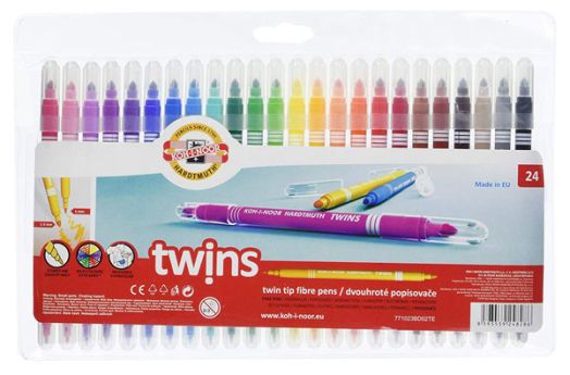 Двувърхи флумастери Koh-I-Noor Twins, 24 цвята