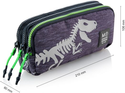 Несесер Miquelrius T-Rex с три отделения, светещ в тъмното