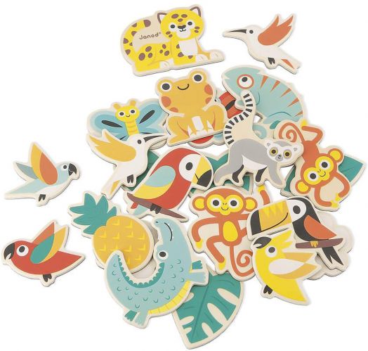 Дървени магнити Janod - Тропик, 24 бр.