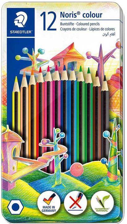 Цветни моливи в метална кутия Staedtler, 12 цвята