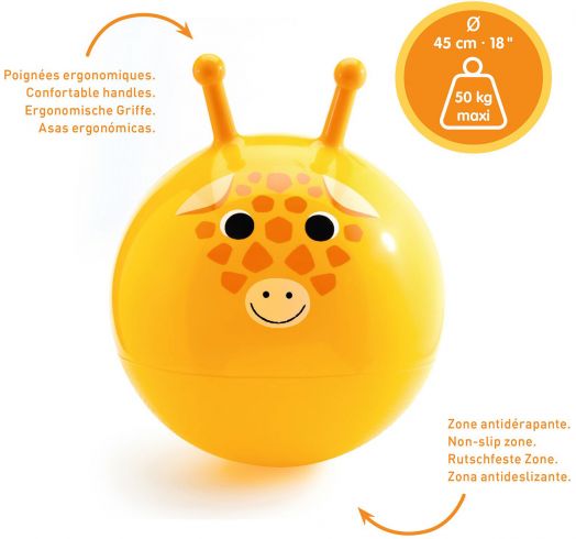 Топка за скачане Djeco, жълт цвят