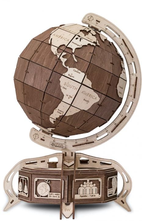 Дървен 3D глобус за сглобяване EWA