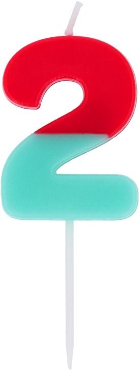 Свещ за рожден ден Folat Stripetastic - Цифра 2