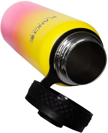 Стоманен термос Kanche - Пътувай с мен, жълто-розов