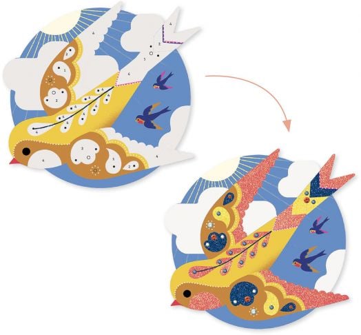 Творчески комплект Djeco: Направи картини с брокат и мъниста, Daydream